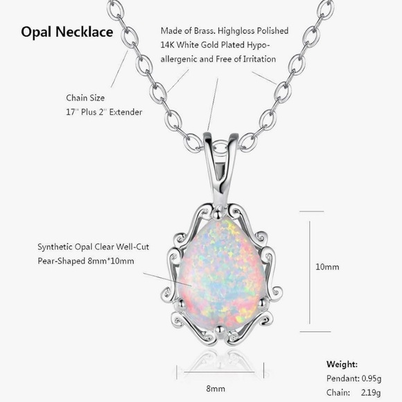 14k Gold Plated White Gold Opal Halo Pendant Necklace and Stud Earrings Set